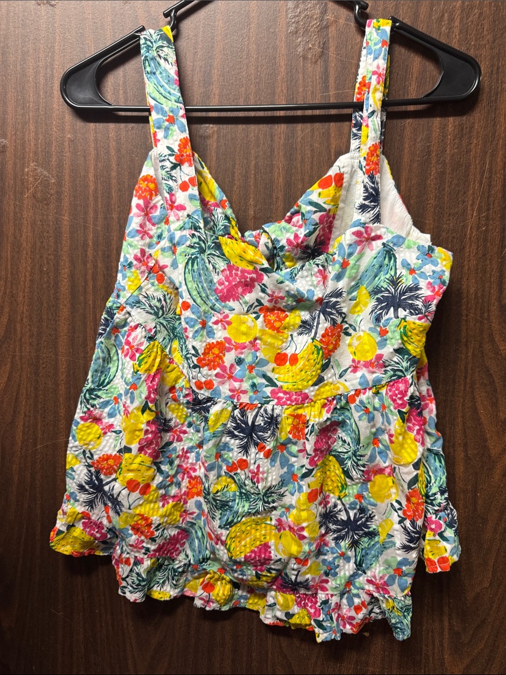 LOFT Floral Pineapple Tank Top in White, Yellow, Pink, Blue